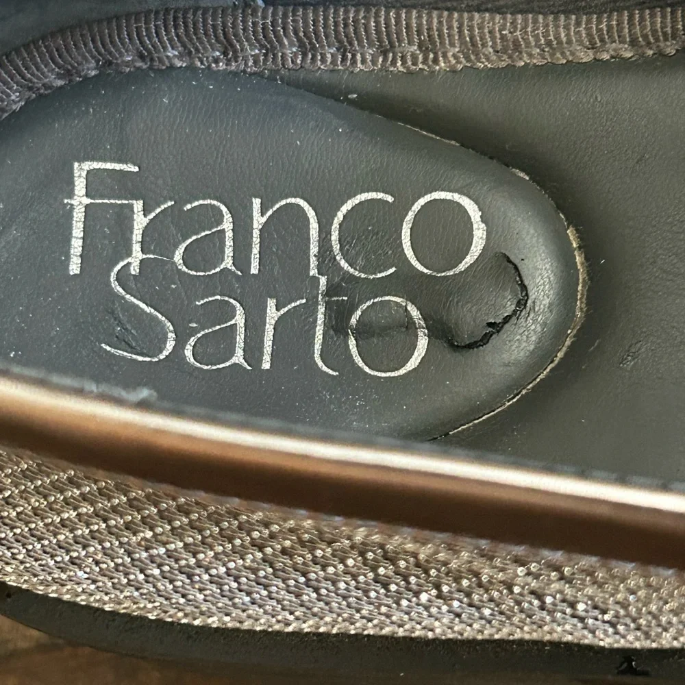 Franco Sarto Bazel Platform Lug Sole Loafers Size 6.5 – Metallic Knit‎ Slip-On